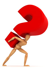 man carrying question mark image